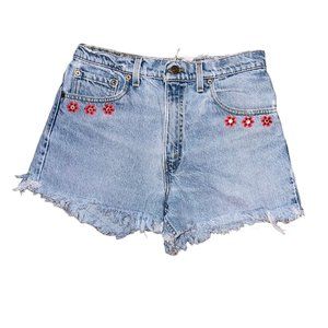 Vintage Levis 550 Womens Shorts 33 Recycled Distressed Floral Mom High Rise